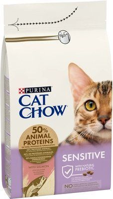 Сухой корм для котов с чувствительной кожей и пищеварением Purina Cat Chow Sensitive с лососем 1.5 кг 7613035394131 фото