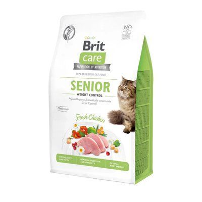 Сухой корм для пожилых котов с лишним весом Brit Care Cat GF Senior Weight Control курица 400 г 171315/0952 фото