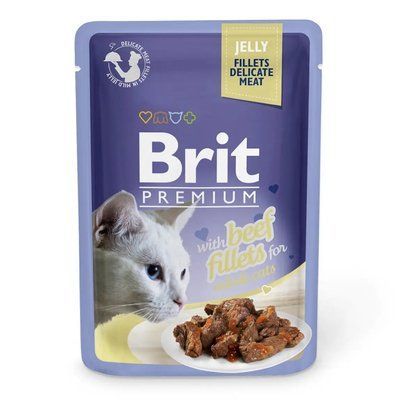 Вологий корм для кішок Brit Premium Cat Beef Fillets Jelly pouch 85 г філе яловичини в желе 111241/470 фото