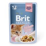 Влажный корм для котят Brit Premium Cat Chicken Fillets for Kitten Gravy pouch 85 г филе курицы в соусе 111255/579 фото