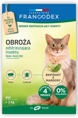 Нашийник біоцидний Francodex для котів понад 2 кг репелент від комах 4 місяці захисту 43 см 175481 фото