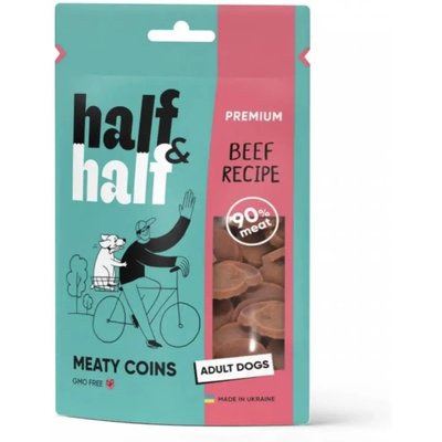 Лакомство для собак Half & Half в форме мясных монеток с говядиной 100 г 31816 фото