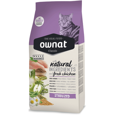 Сухий корм для стерилізованих дорослих котів Ownat Classic Sterilized з куркою 4 кг 16280 фото
