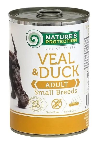 Влажный корм для взрослых собак малых пород Nature's Protection Adult small breed Veal&Duck телятина и утка 400 г KIK45096 фото