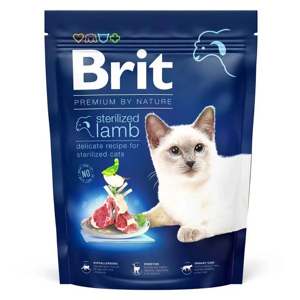 Сухий корм для стерилізованих котів Brit Premium by Nature Cat Sterilized Lamb ягня 300 г 171847 фото
