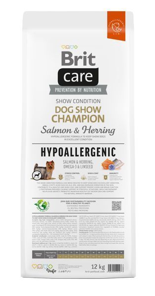 Сухой корм для выставочных собак всех пород Brit Care Dog Show Champion лосось и сельдь 12 кг 172228 фото