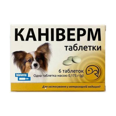 Антипаразитарні препарати для собак 0.5-2 кг Bioveta Каніверм 0.75 мг 6 таблеток BIV85553 фото