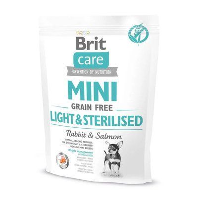Сухой корм для собак миниатюрных пород Brit Care Mini GF Light & Steril лосось и кролик 400 г 170786/1074 фото
