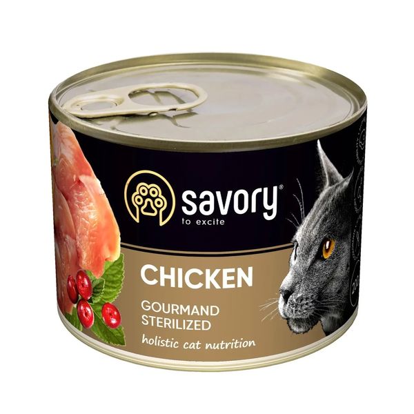 Вологий корм для стерилізованих котів Savory курка 200 г 30754 фото