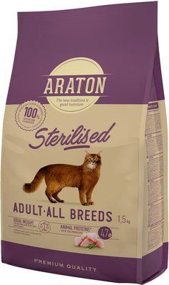 Полноценный сухой корм для стерилизованных кошек Araton Sterilised Adult All Breeds 1.5 кг ART47472 фото