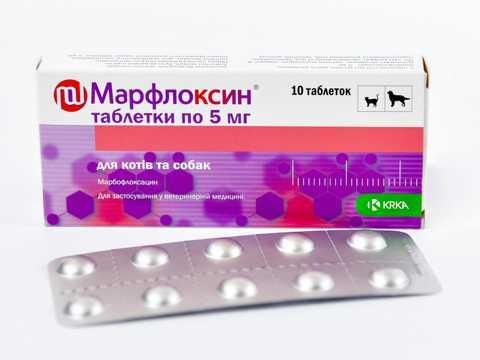 Антибіотик KRKA Марфлоксин 5 мг широкого спектру дії для собак та котів 10 таблеток KRK64619 фото