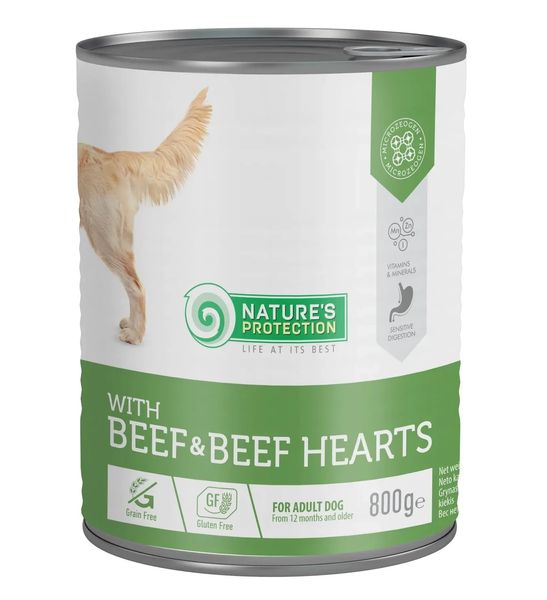 Вологий корм для дорослих собак Nature's Protection with Beef&Beef Heart яловичина та яловиче серце 800 г KIK45603 фото