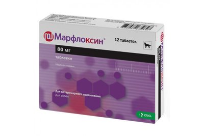 Антибиотик KRKA Марфлоксин 80 мг широкого спектра действия для собак и кошек 12 таблеток KRK64617 фото