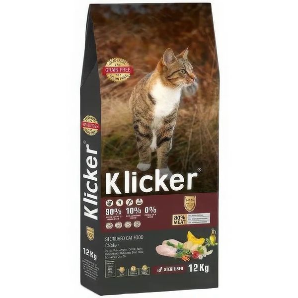 Сухой корм Klicker Холистик беззерновой для стерилизованных кошек с Куркой 12 кг 400204 фото