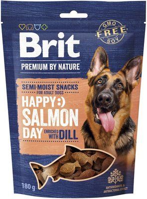 Лакомства для собак Brit Premium Semi-moist Snacks Salmon with Dill полувлажные с лососем и укропом 180 г 112281 фото