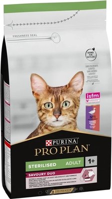 Сухой корм для стерилизованных кошек и кастрированных котов Purina Pro Plan Sterilised 1+ с уткой 1.5 кг 7613036732369 фото