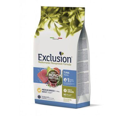 Повнораційний сухий корм Exclusion Adult Tuna Medium Breed для дорослих собак середніх порід із тунцем 12 кг 05178 фото