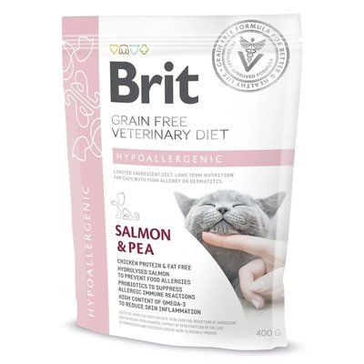 Сухой корм для кошек при пищевой аллергии Brit GF Veterinary Diet Hypoallergenic лосось 400 г 170961/528387 фото