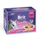 Вологий корм для кішок Brit Premium Cat Family Plate Jelly pouches 1020 г асорті з 4 смаків «Сімейна тарілка» в желе 111245/408 фото