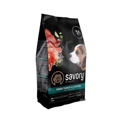 Сухой корм для щенков Savory Puppy Fresh Turkey & Chicken индейка и курица 3 кг 30297 фото