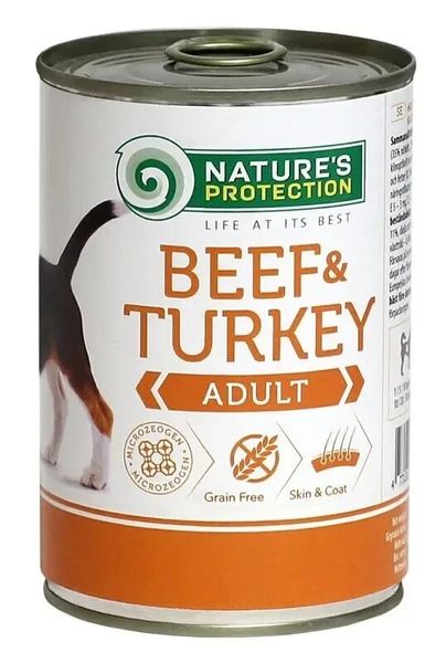 Вологий корм для дорослих собак усіх порід Nature's Protection Adult Beef&Turkey яловичина та індичка 400 г KIK45097 фото