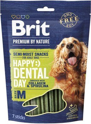 Лакомство для собак средних пород Brit Premium Dental Snacks M с коллагеном и спирулиной 180 г 112283 фото