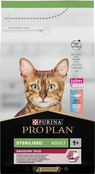 Сухий корм PRO PLAN Sterilised Adult 1+ Savoury Duo для дорослих стерилізованих котів з тріскою та фореллю 1.5 кг 7613036732413 фото