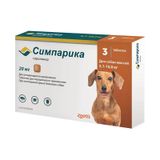 Жувальні таблетки від бліх і кліщів Zoetis Сімпарика для собак 5-10 кг 20 мг 3 таблетки zoe00007 фото