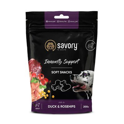 Лакомства для собак Savory для укрепления иммунитета утка и шиповник 200 г 31331 фото