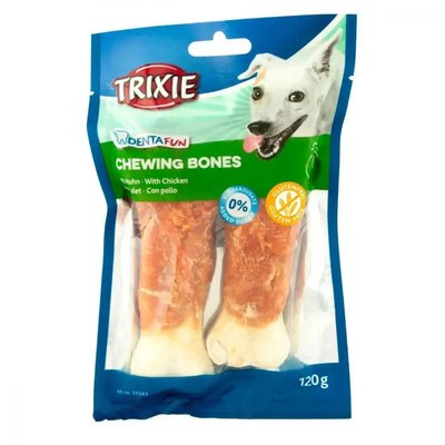 Лакомство для собак Trixie кость для чистки зубов Denta Fun курица 11 см 120 г/2 шт 31343_1шт фото