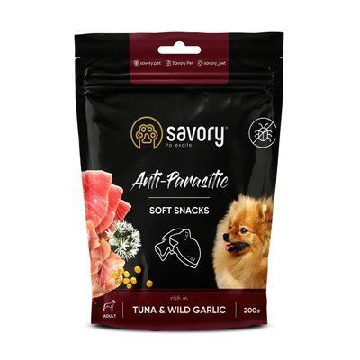 Лакомства для собак Savory с антипаразитарным эффектом тунец и дикий чеснок 200 г 31324 фото