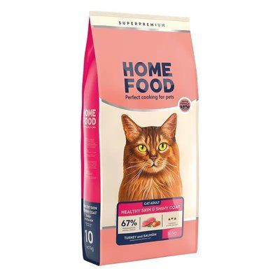 Сухой корм для кошек Home Food Healthy skin and shiny coat здоровая кожа и блеск шерсти с индейкой и лососем 10 кг 3128100 фото