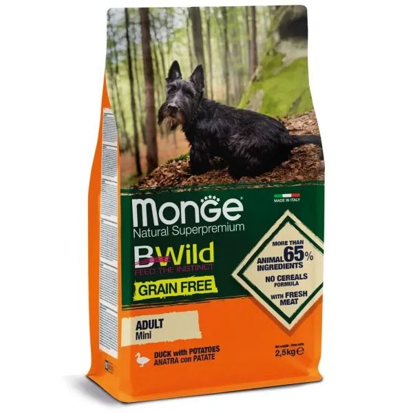 Сухой корм для собак Monge Dog Bwild Grain Free Mini Утка 15 кг 8009470004688 фото