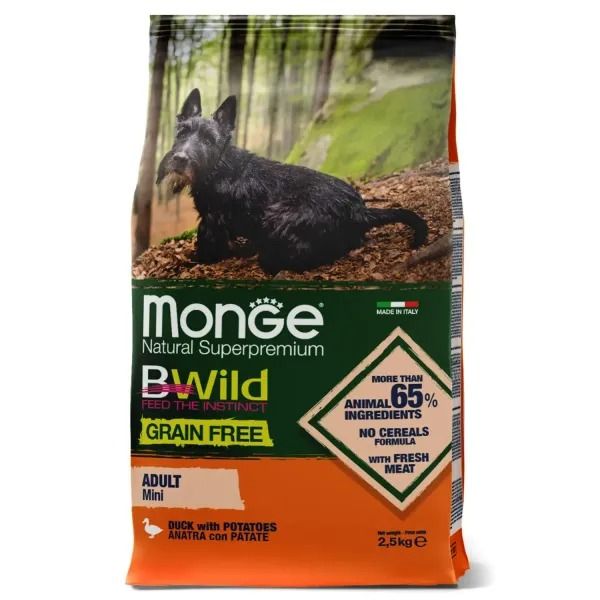 Сухий корм для собак Monge Dog Bwild Grain Free Mini Качка 15 кг 8009470004688 фото