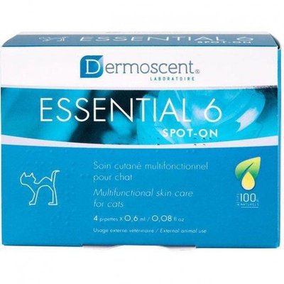 Капли на холку Dermoscent Essential-6 spot-on для ухода за кожей и шерстью кошек (4пип.х0,6мл) 11501 фото