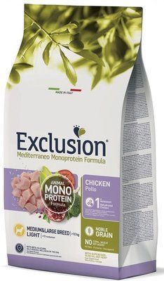 Сухий монопротеїновий корм Exclusion Adult Light Chicken Medium & Large Breed для дорослих собак 3 кг курка 05899 фото