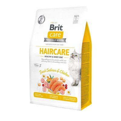 Сухой корм для котов уход за шерстью Brit Care Cat GF Haircare Healthy&Shiny Coat курица и лосось 400 г 171307/0891 фото