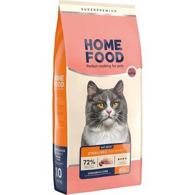 Сухой корм для стерилизованных/кастрированных взрослых кошек Home Food For sterilised/neutered Gourmet с курицей 10 кг 3108100 фото