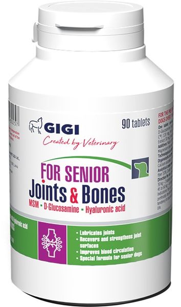 Витаминный комплекс GIGI for Senior Joints & Bones для укрепления и восстановления суставов у пожилых собак 90 таблеток GIG43025 фото