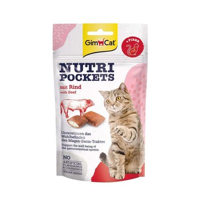 Вітамінні ласощі для кішок GimCat Nutri Pockets Яловичина+Солод 60 г для чутливого травлення G-419305/400747 фото