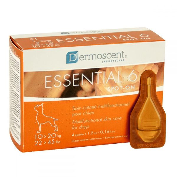 Капли на Холку для Собак Dermoscent (Дермосент) Essential 6 spot-on весом от 10 до 20 кг (4 ампулы) 21502 фото