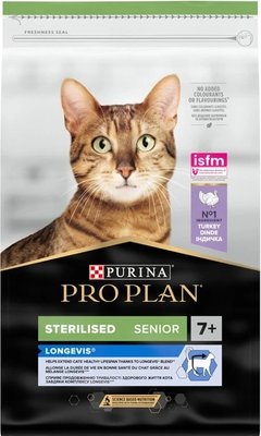 Сухой корм для стерилизованных котов Purina Pro Plan Sterilised Senior 7+ с индейкой 10 кг 7613034989314 фото