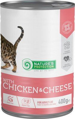 Вологий корм для дорослих котів з куркою і сиром Nature's Protection with Сhicken&Сheese 400 г KIK45608 фото