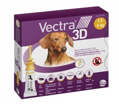 Капли от блох и клеще на на холку для собак Ceva Vectra 3D (Вектра 3D) от 1.5 до 4 кг 1 пипетка 81565 фото