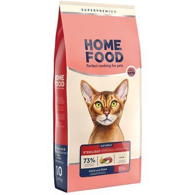 Сухой корм для стерилизованных кошек и кастрированных кошек Home Food Grain-free hypoallergenic с утиным филе и грушей 10 кг 3118110 фото