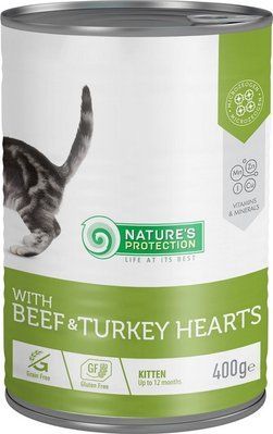 Вологий корм для кошенят з яловичиною та серцем індички Nature's Protection Kitten with Beef&Turkey hearts 400 г KIK45610 фото