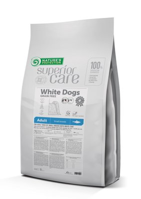 Сухой беззерновой корм для взрослых собак малых пород с белой шерстью Superior Care White Dogs Grain Free with Herring Adult Small Breeds 1.5 кг NPSC47297 фото