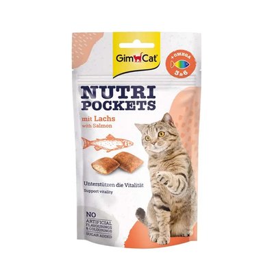 Витаминные лакомства для кошек GimCat Nutri Pockets Лосось+Омега 3 и Омега 6 60 г повседневный G-419299/400730 фото