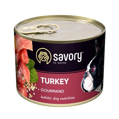 Вологий корм для дорослих собак Savory Dog Gourmand індичка 200 г 30501 фото