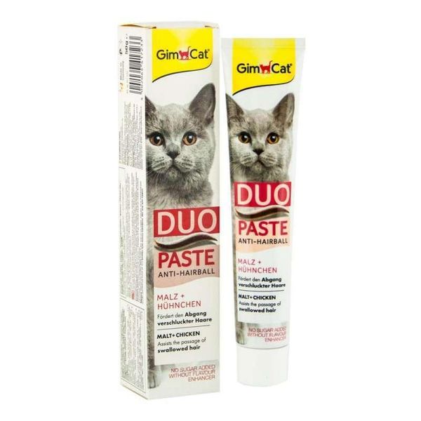 Дуо Паста ДжимКет с курицей для выведения шерсти у котов GimСat Anti-Hairball Duo-Paste Chicken + Malt 50г 417233 фото